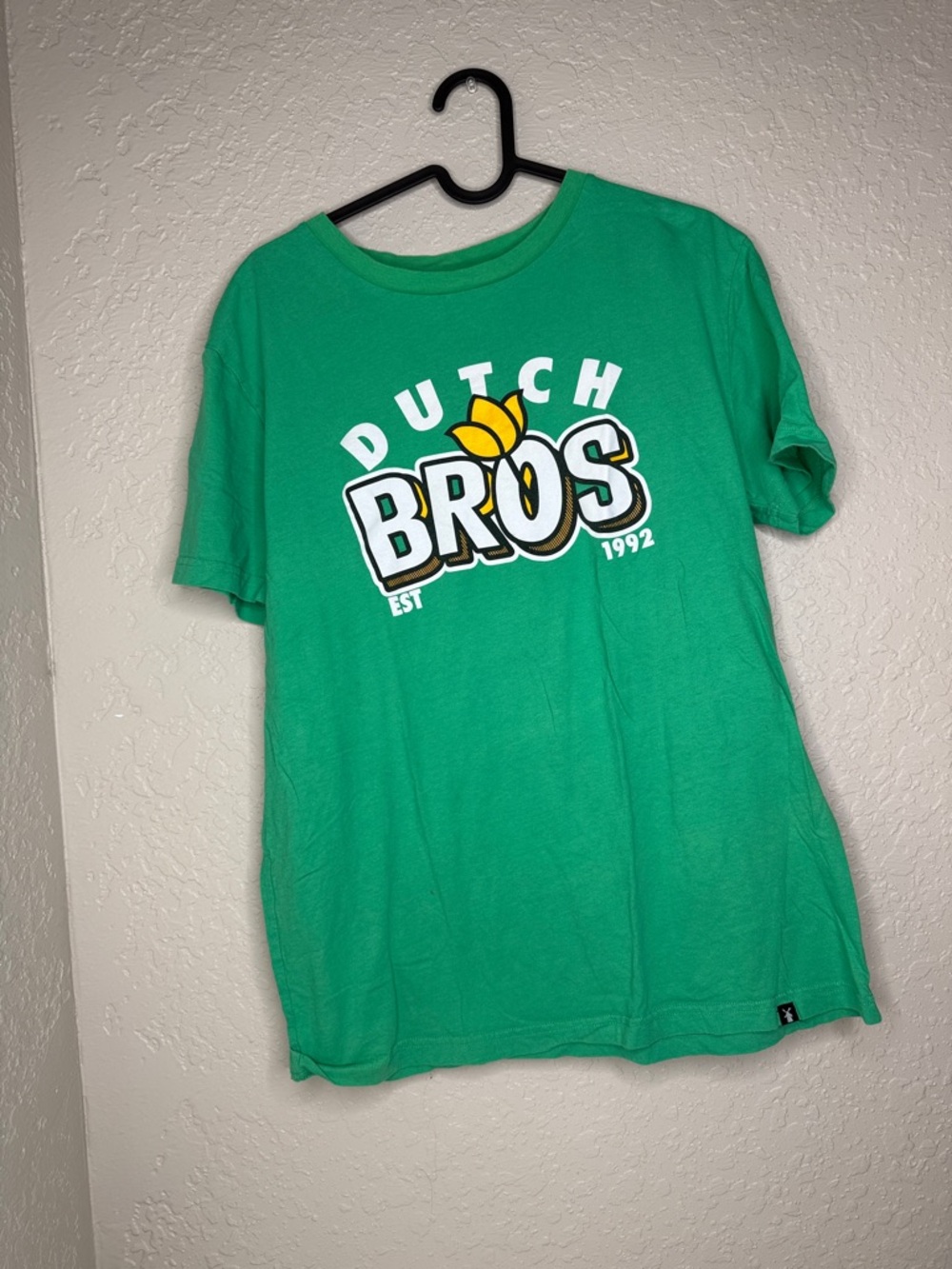 vintage Dutch Bros OG , Green T‑Shirt with White and Yellow Logo